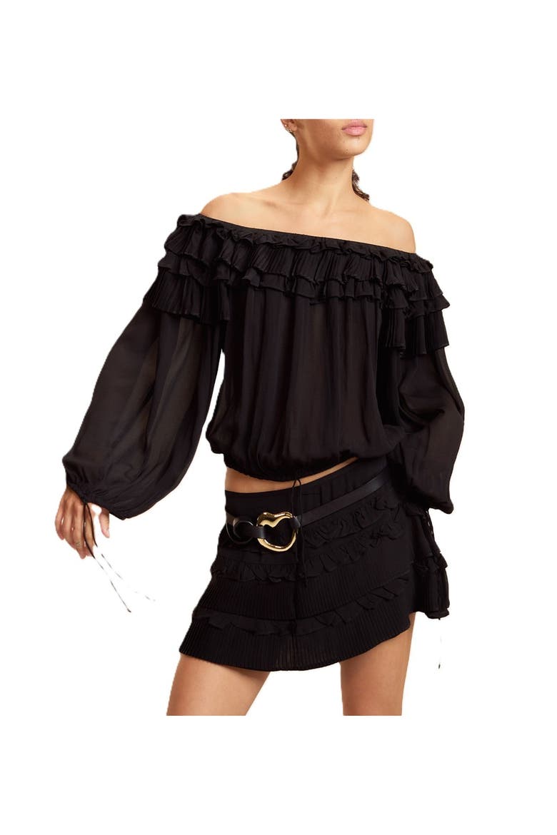Ruffle Pleated Micro Skirt, Alternate, color, Black