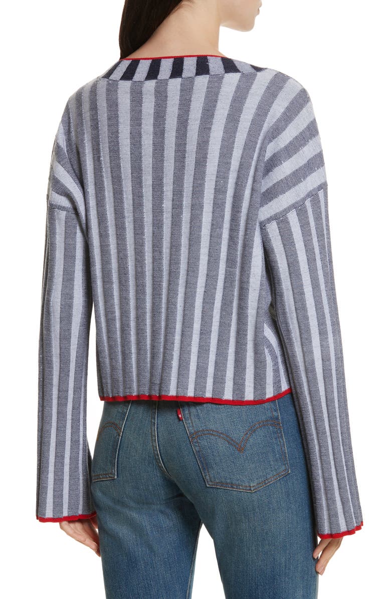 Elizabeth and James Campbell Stripe Merino Wool Blend Sweater, Alternate, color, Navy/ Ivory