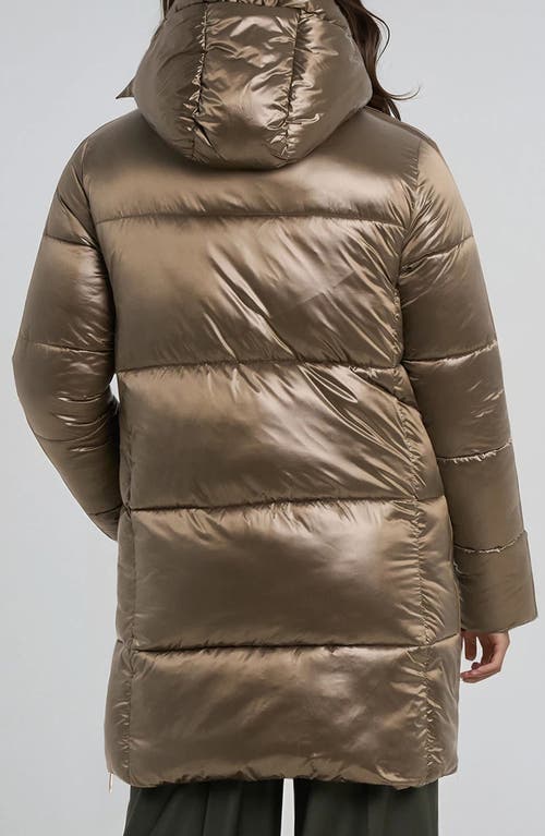 Noize Alicia Water Resistant Hooded Parka Puffer Jacket In Brown