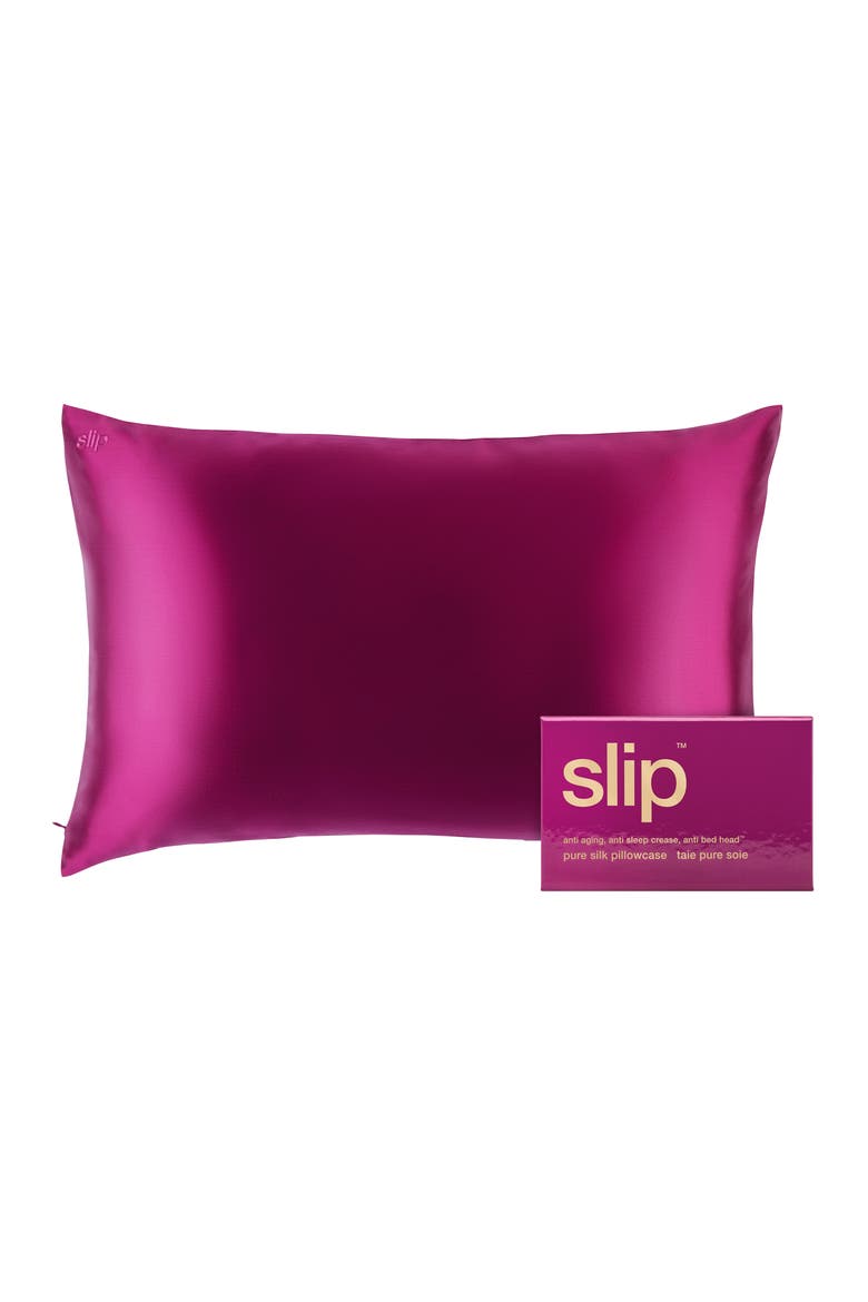 Pure Silk Queen Pillowcase, Main, color, ULTRA VIOLET
