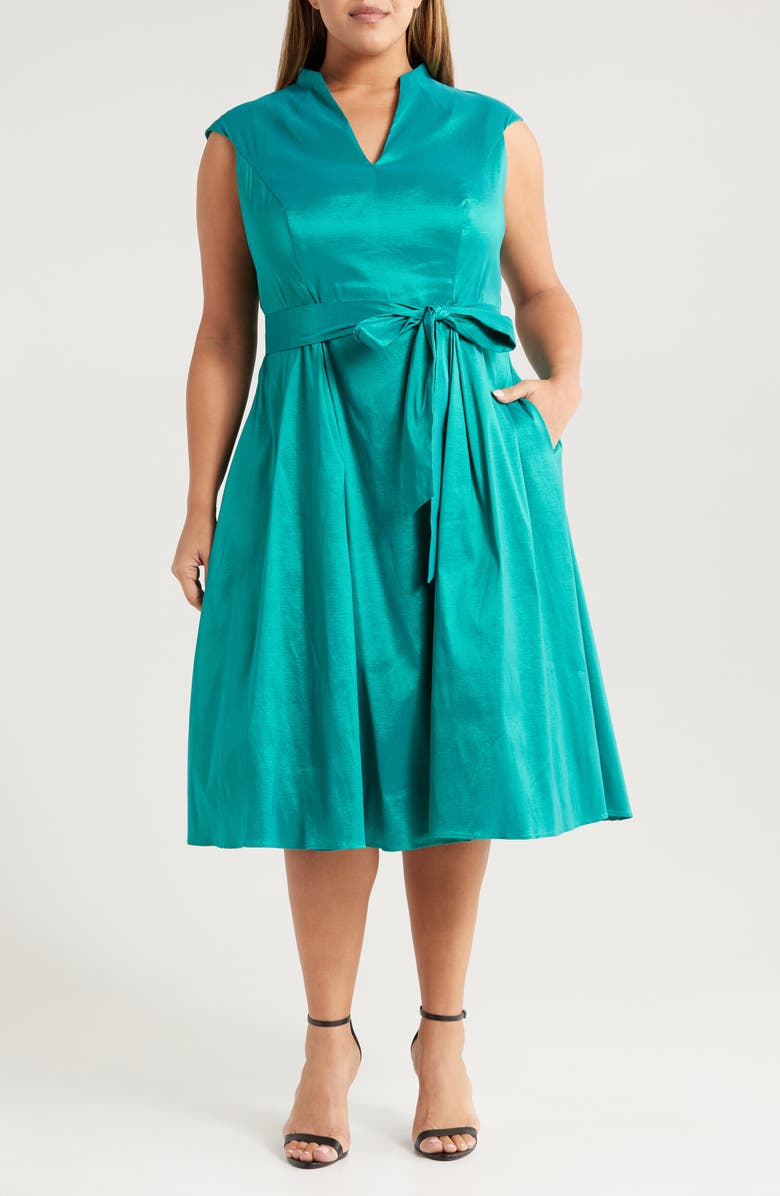 Alex Evenings Cap Sleeve Taffeta Cocktail Dress, Main, color, Hot Teal