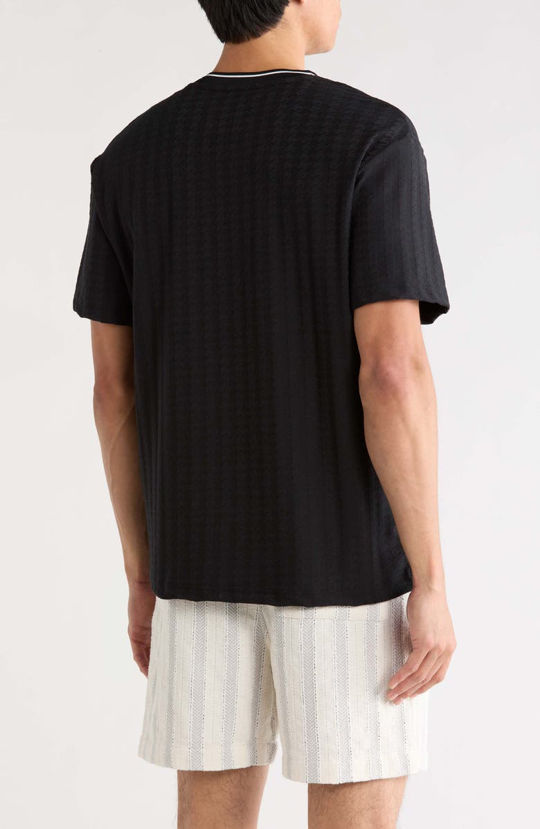 DENIM AND FLOWER Textured Knit T-Shirt, Alternate, color, Black With White Tipping