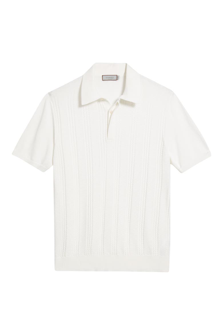 Ribbed Cotton Blend Polo Sweater, Alternate, color, WHITE