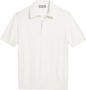 Canali Ribbed Cotton Blend Polo Sweater