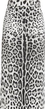 Dolce&Gabbana Leopard Print Stretch Silk Midi Skirt