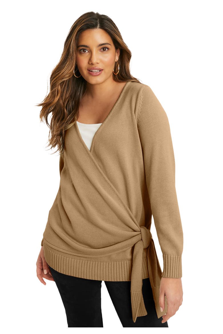 Wrap Front Cardigan, Main, color, SOFT CAMEL