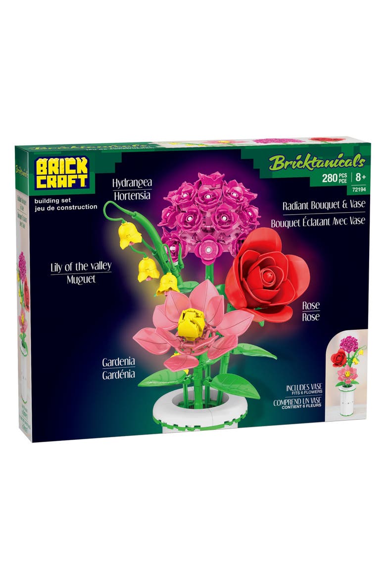 Bricktanicals Radiant Bouquet & Vase Building Set, Alternate, color, White