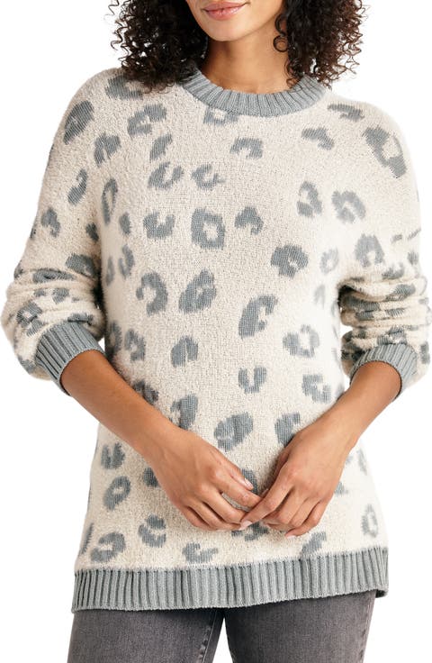 Mal Fuzzy Leopard Print Sweater