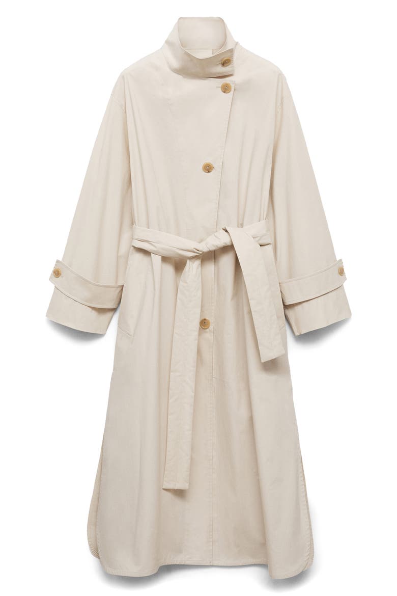 Overszie Stretch Cotton Trench Coat, Alternate, color, LIGHT/ PASTEL GREY