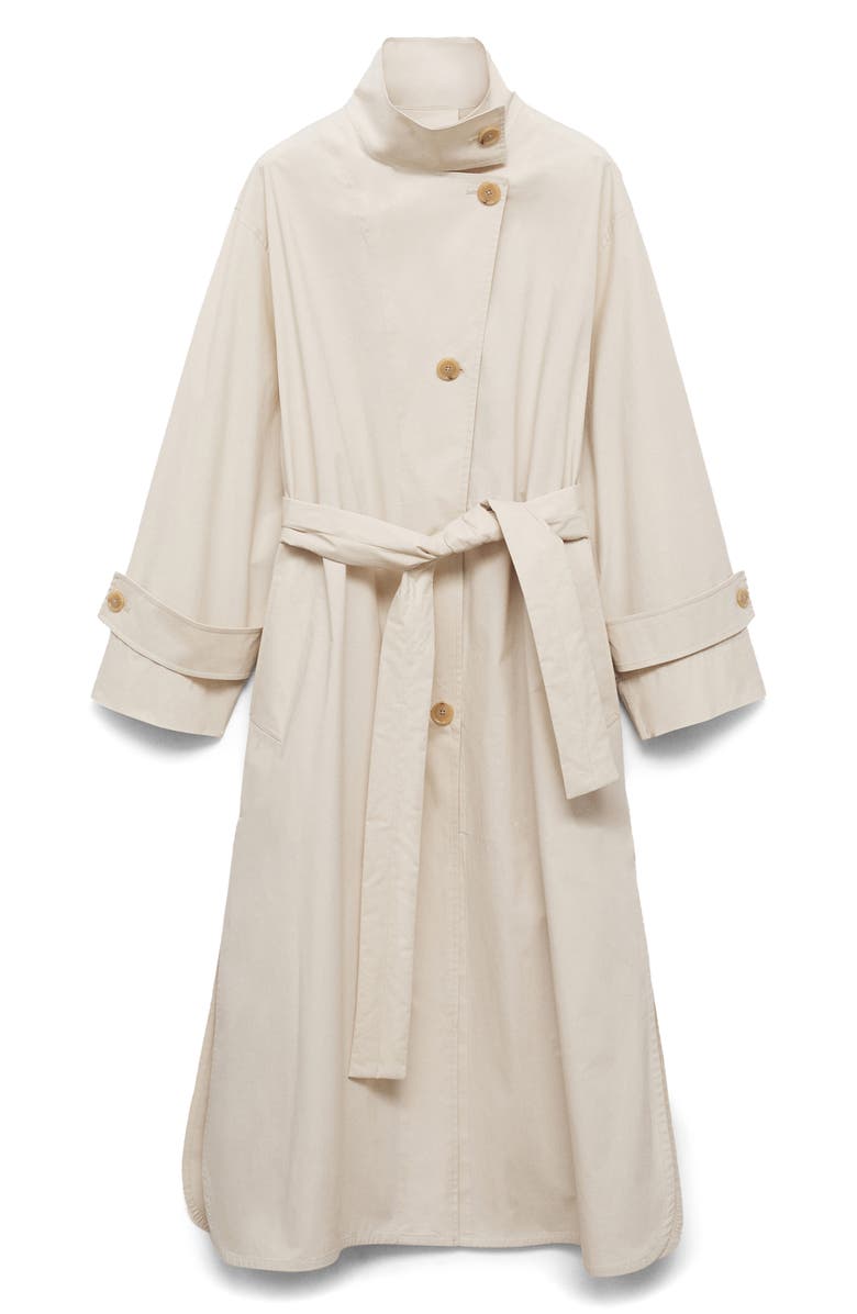 MANGO Overszie Stretch Cotton Trench Coat, Alternate, color, Light/ Pastel Grey