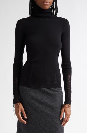 MM6 Maison Margiela Ripped Virgin Wool Blend Turtleneck MM6 Maison Margiela Ripped Virgin Wool Blend Turtleneck