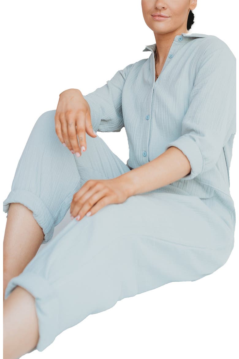 Organic Cotton Shana  Collared Jumpsuit, Alternate, color, Sky Blue