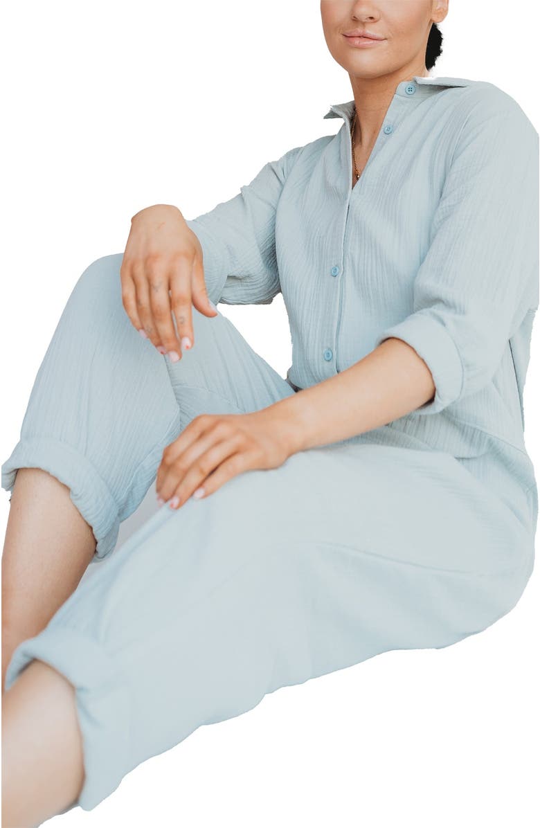 Turtledove London Organic Cotton Shana Collared Jumpsuit, Alternate, color, Sky Blue