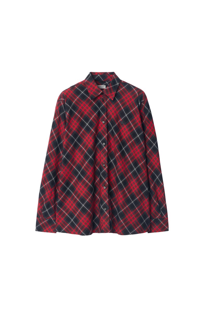 Burberry Relaxed Fit Check Cotton Flannel Shirt, Alternate, color, Poppy Red
