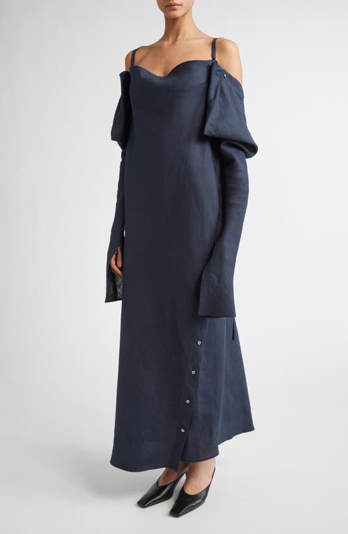 SETCHU Origami 1 Convertible Long Sleeve Linen Dress in Navy  product