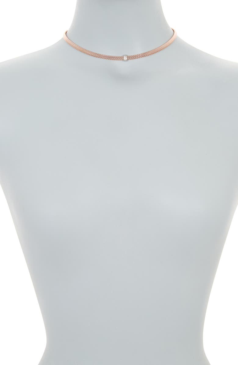 MESHMERISE 18K Vermeil Plated Sterling Silver Mesh Necklace, Alternate, color, Rose