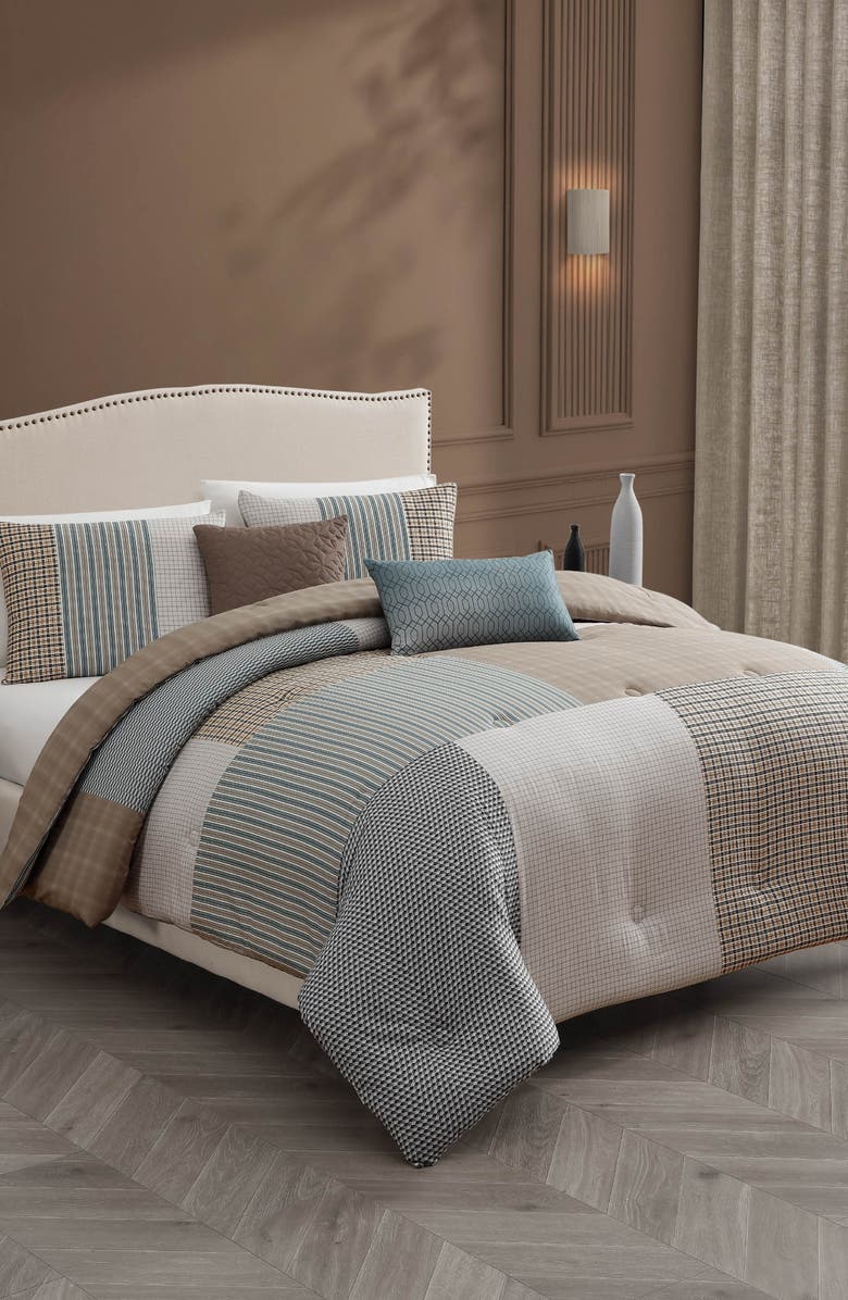 Bebejan Tranquil Patch Cotton Sateen Comforter Set, Alternate, color, Blue