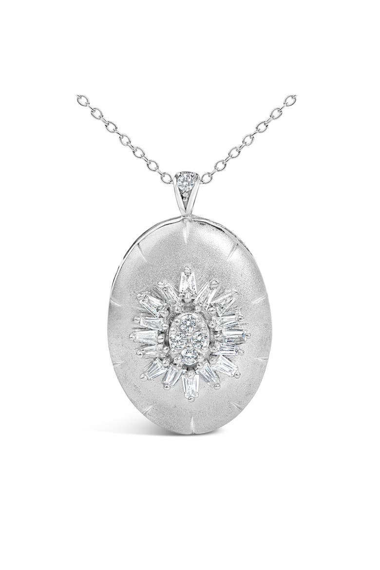 Sterling Silver 3/8 Cttw Diamond Puffed Oval Medallion Pendant Necklace, Alternate, color, Silver