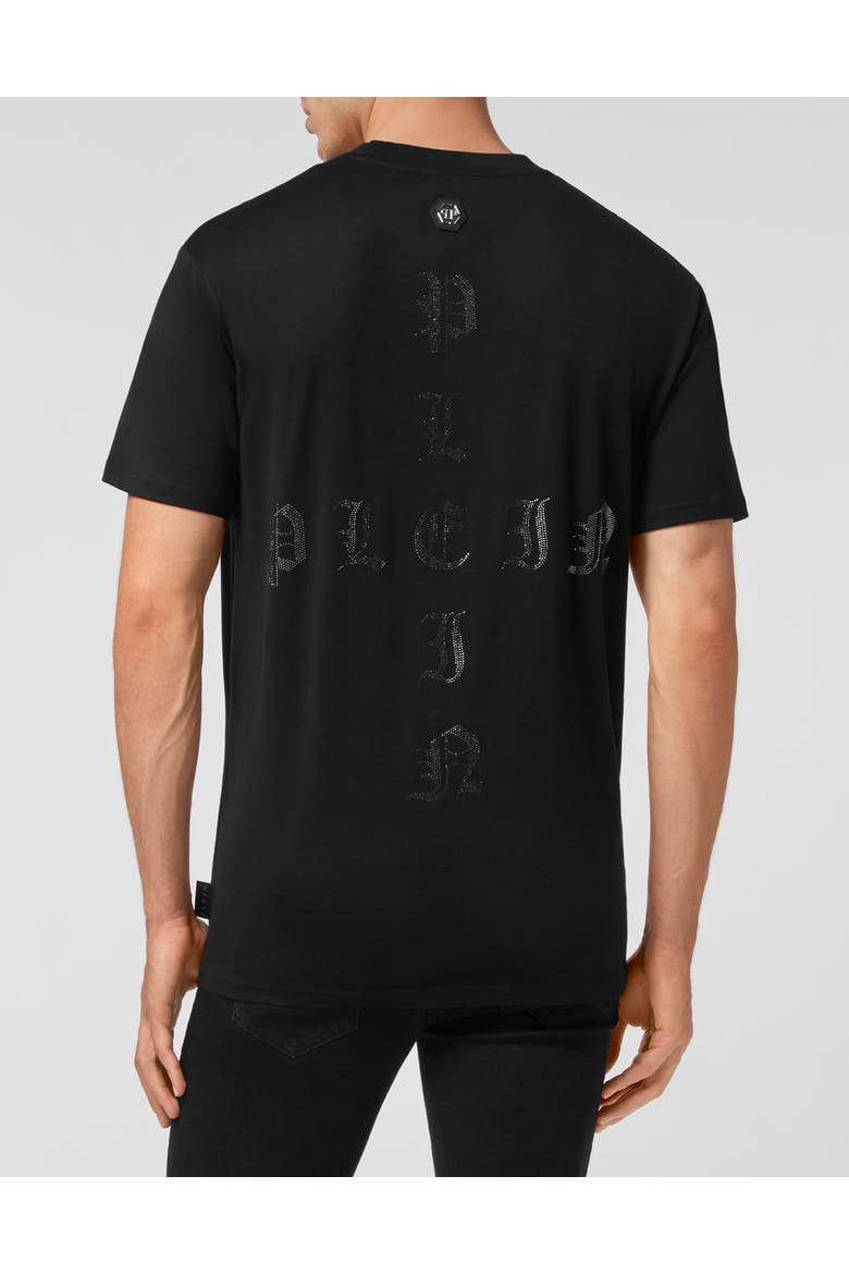 T-Shirt Round Neck Gothic Plein Men, Alternate, color, black/black