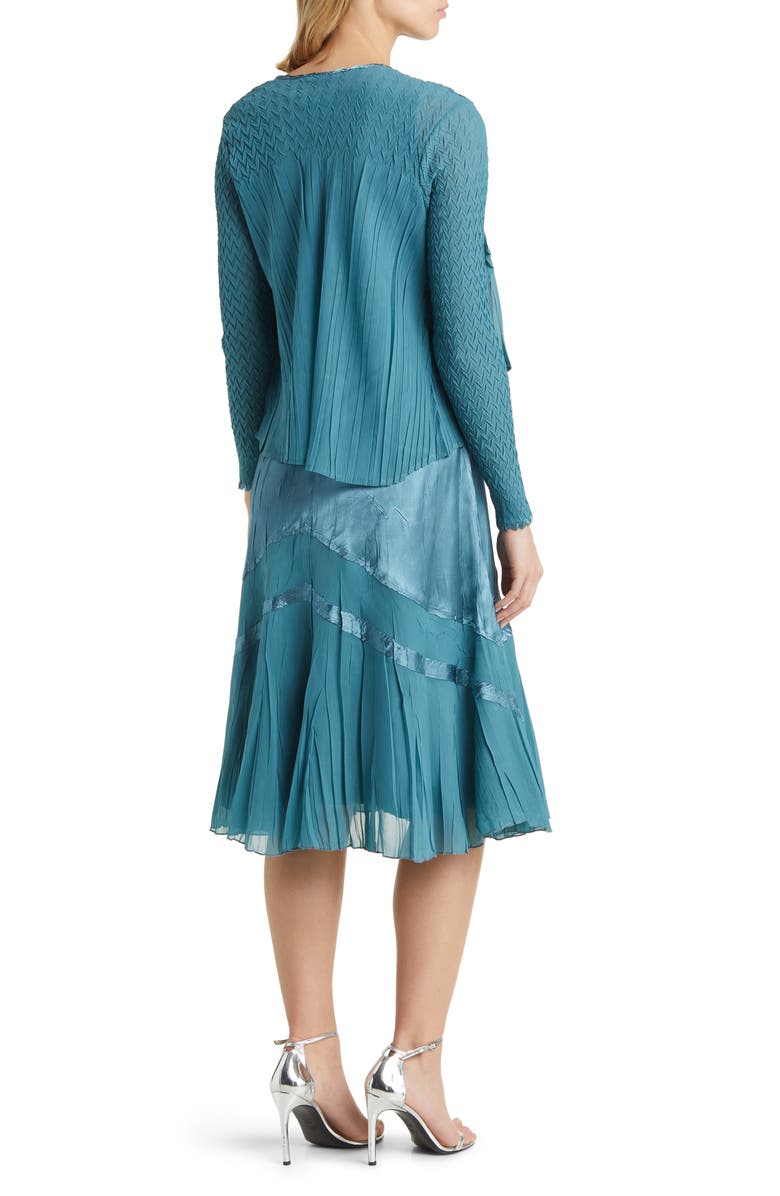 Komarov Ruffle Charmeuse & Chiffon Cocktail Dress with Jacket, Alternate, color,