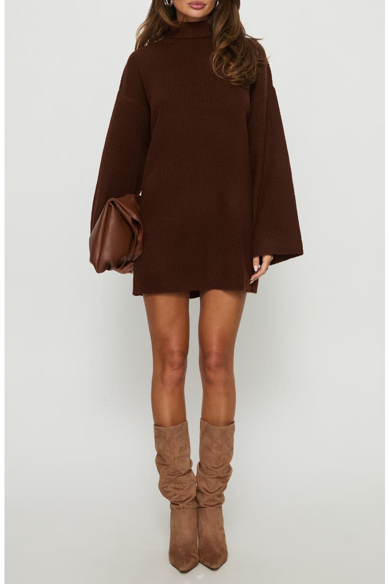 Sonelle Long Sleeve Knit Minidress, Main, color, CHOCOLATE