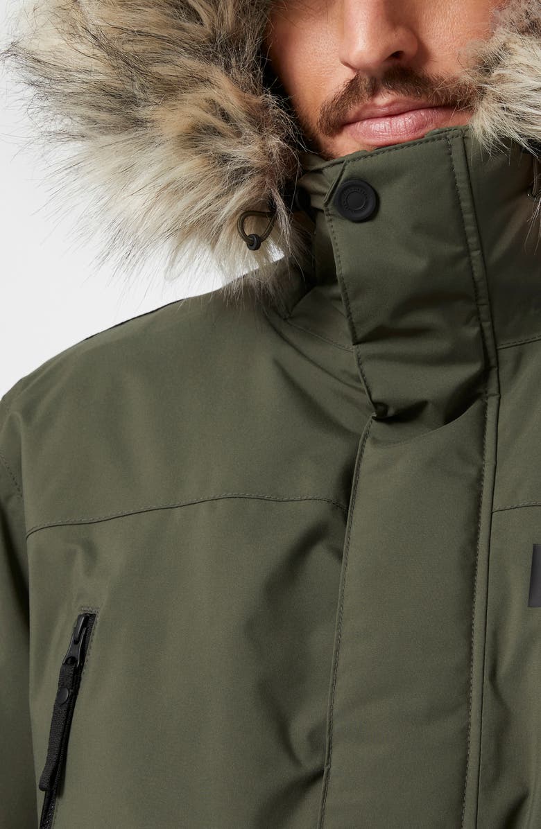 Helly Hansen Reine Waterproof Insulated Parka with Faux Fur Trim Hood, Alternate, color, Utility Green