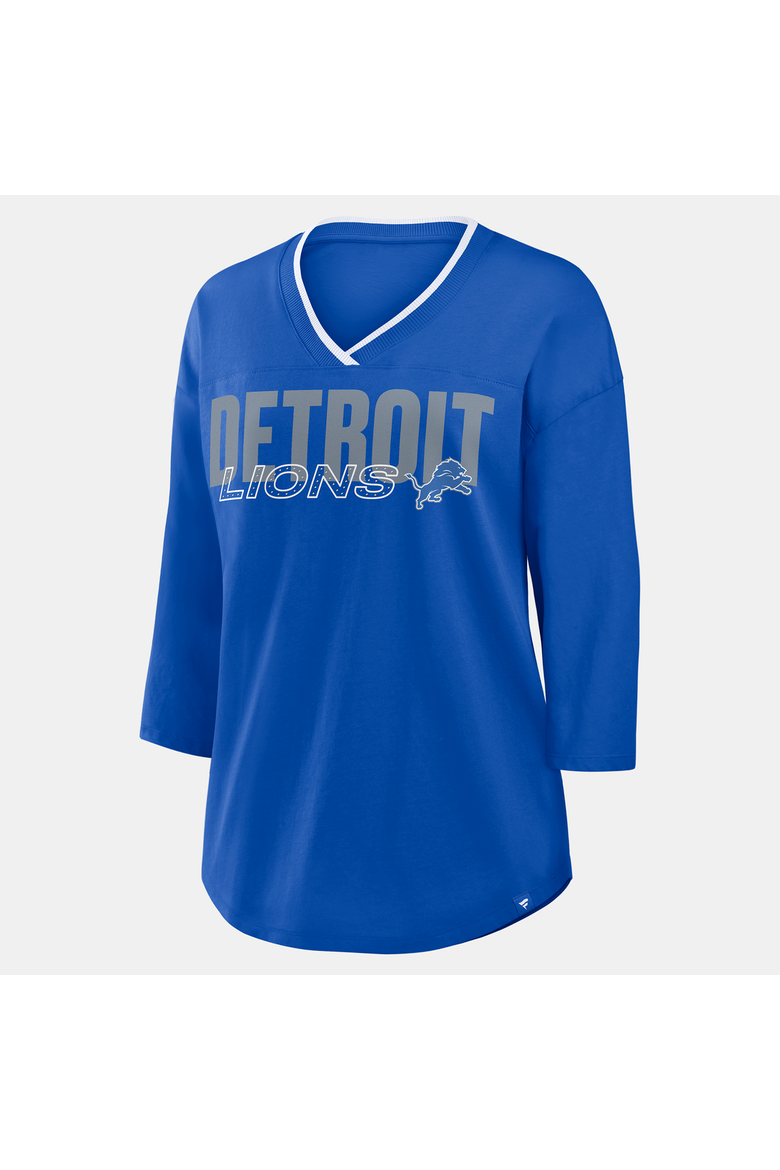 Women's Fanatics  Blue Detroit Lions Team First Deceptive Juke 3/4-Sleeve V-Neck T-Shirt, Alternate, color, Blue