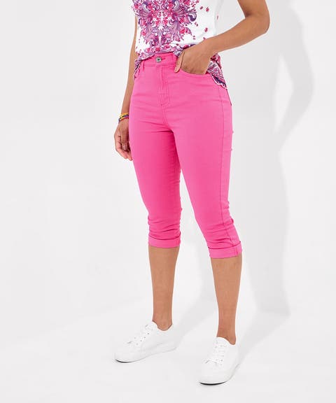Stretch Denim Capri Pant (Plus)