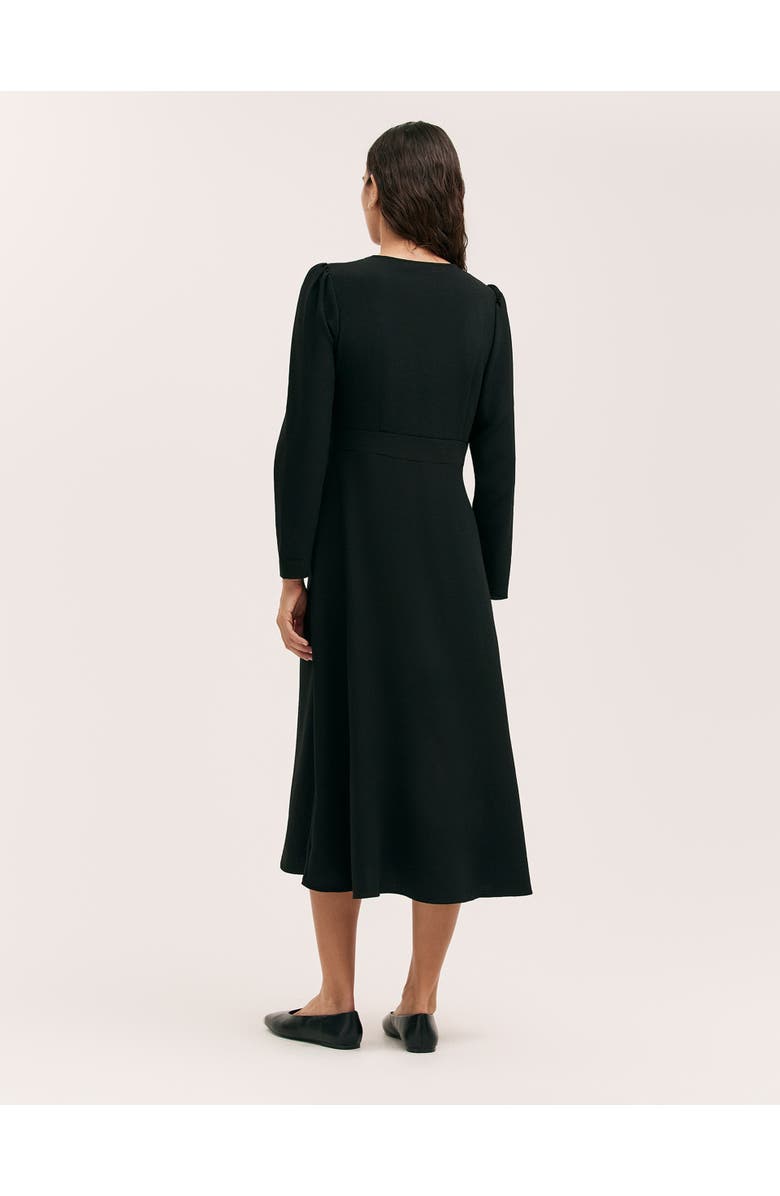 Finery London Caprice Long Sleeve Crepe Midi Dress, Alternate, color, Black
