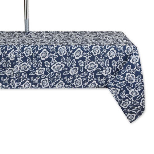 Dii Outdoor Printed Tablecloth With Zipper 60x84 In Blue