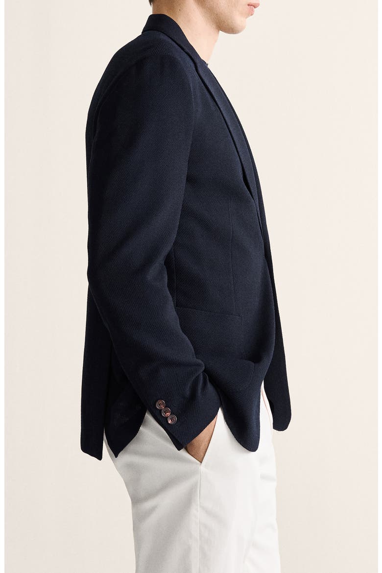Slim Fit Plaid Wool Blend Blazer, Alternate, color, NAVY