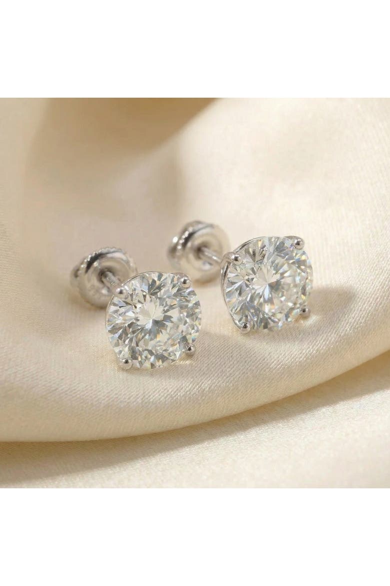 4 Ct T.W. Round Diamond Screw Back Studs 14k Gold Lab Grown, Alternate, color, 14k White Gold