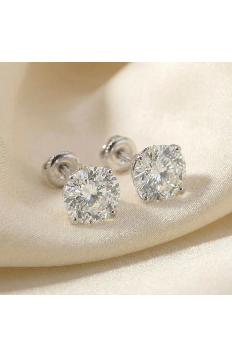 Bliss Diamond 4 Ct T.W. Round Diamond Screw Back Studs 14k Gold Lab Grown, Alternate, color, 14K White Gold