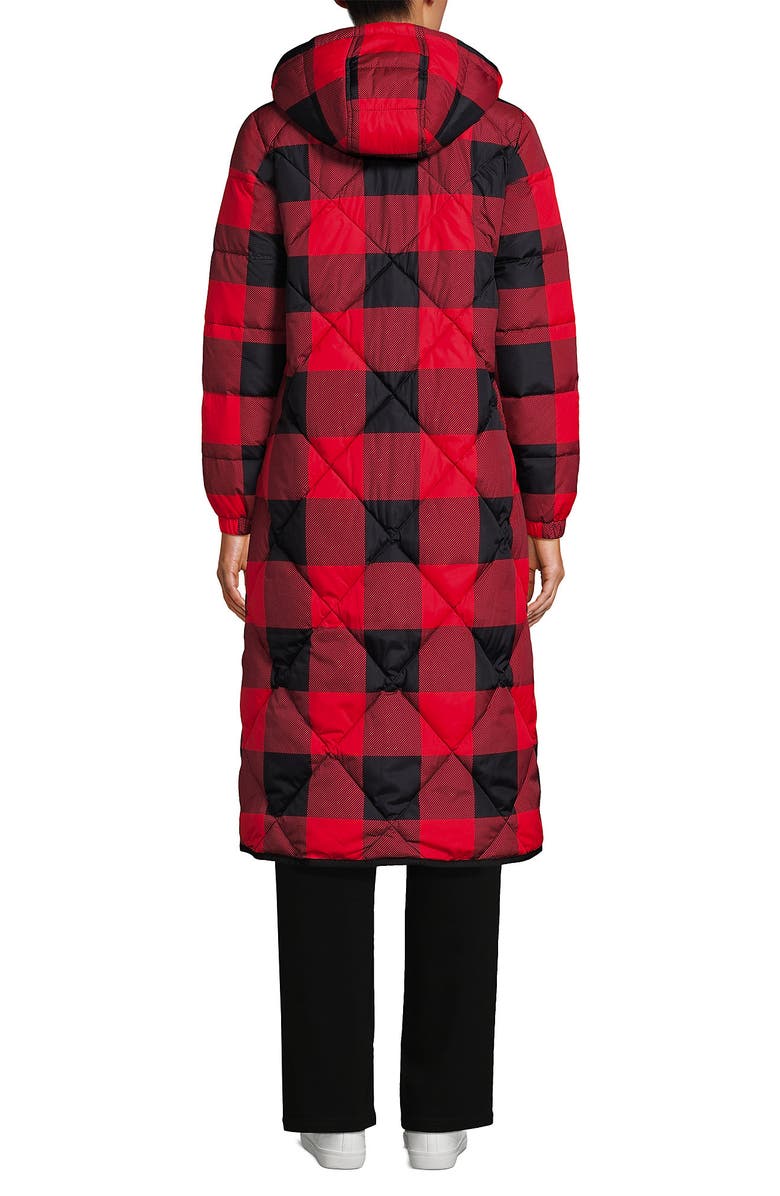 Lands' End FeatherFree Insulated Diamond Quilted Maxi Coat, Alternate, color, Compass Red Check