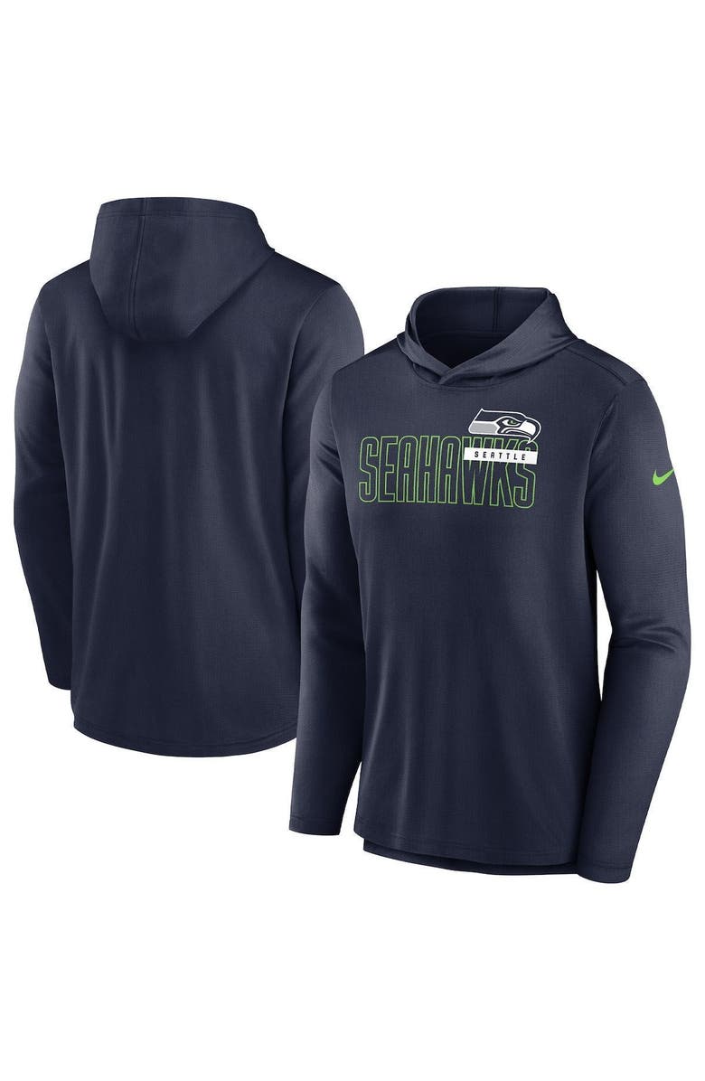 Nike Men's Nike Navy Seattle Seahawks Lightweight Performance Hooded Long Sleeve T-Shirt, Alternate, color, Navy