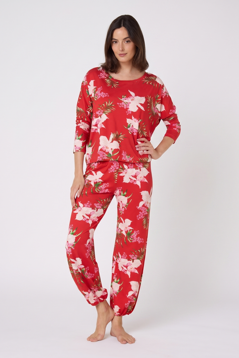 Floral Pima Knit Pullover Set