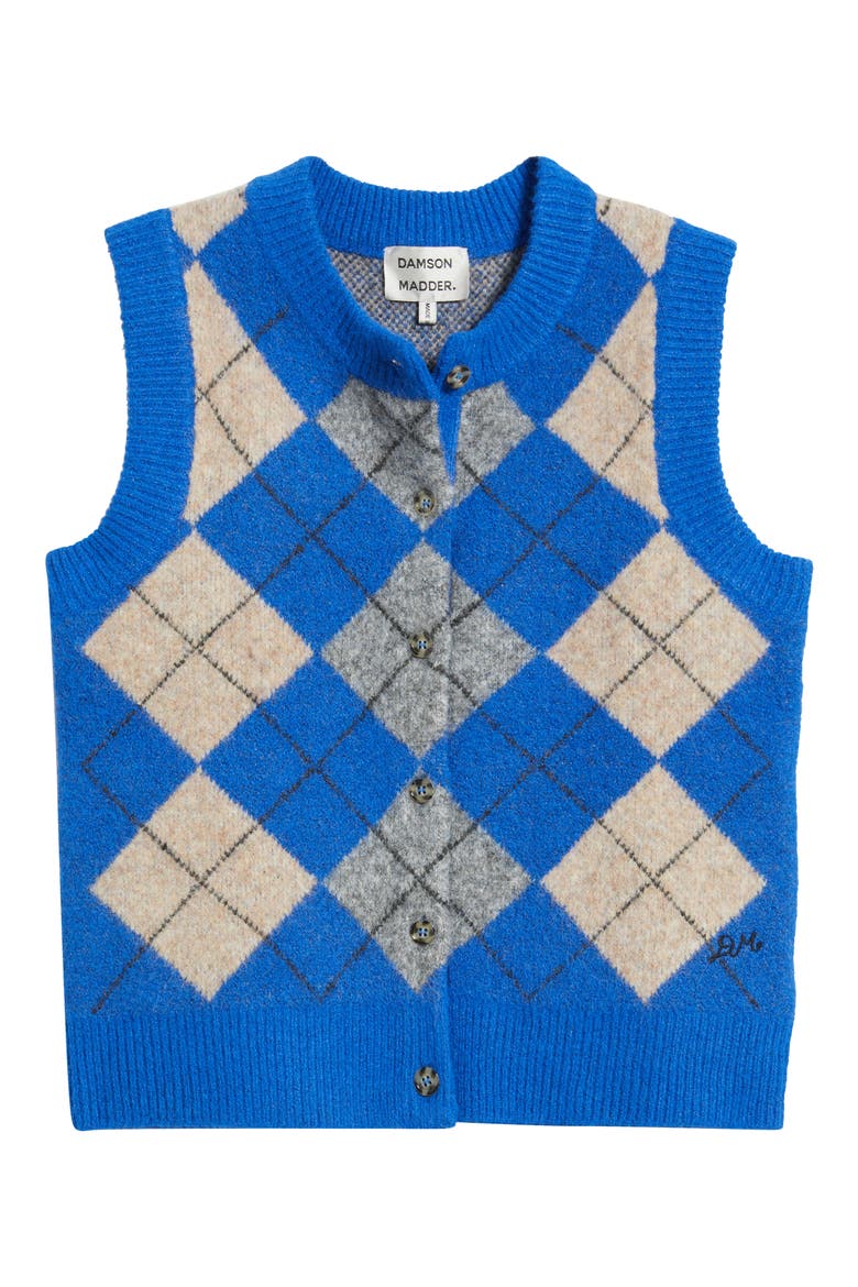Aggie Argyle Button-Front Vest, Alternate, color, COBALT BLUE