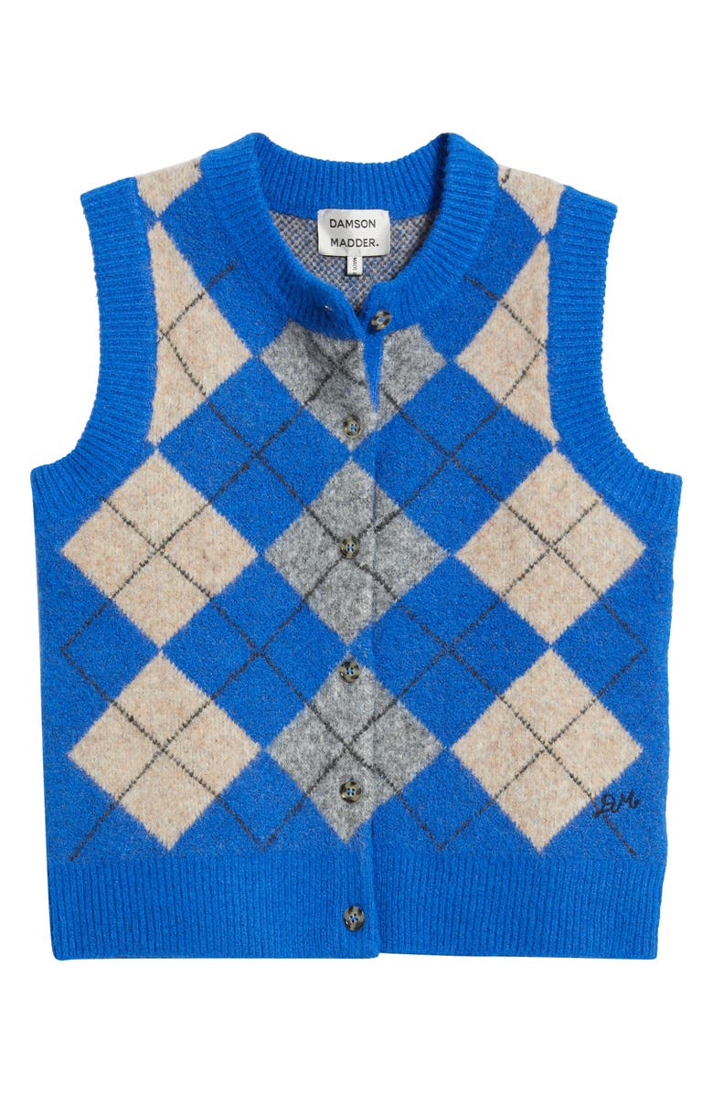 Damson Madder Aggie Argyle Button-Front Vest, Alternate, color, Cobalt Blue