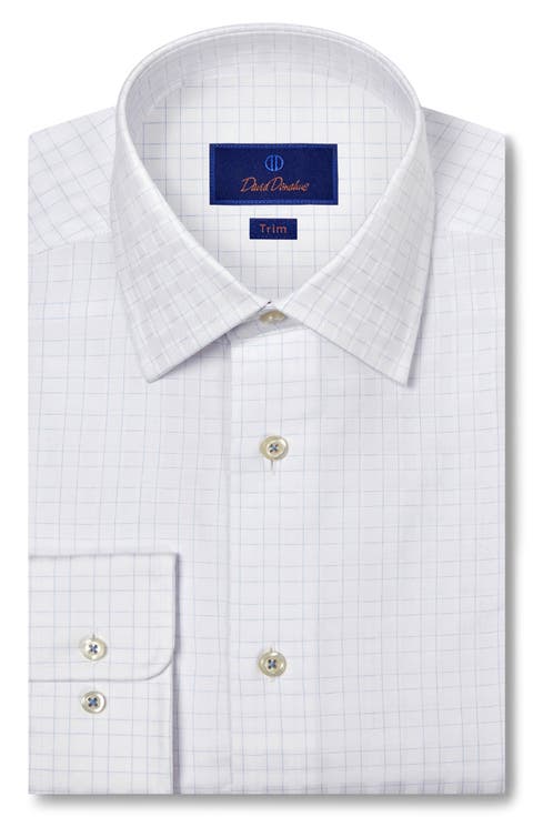 Trim Fit Cotton Dobby Check Dress Shirt