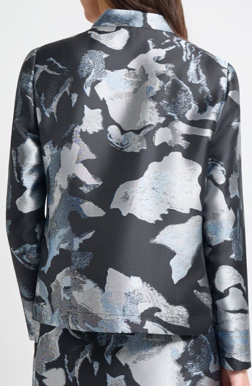 Ming Wang Heritage Fit Floral Jacquard Jacket In Gray