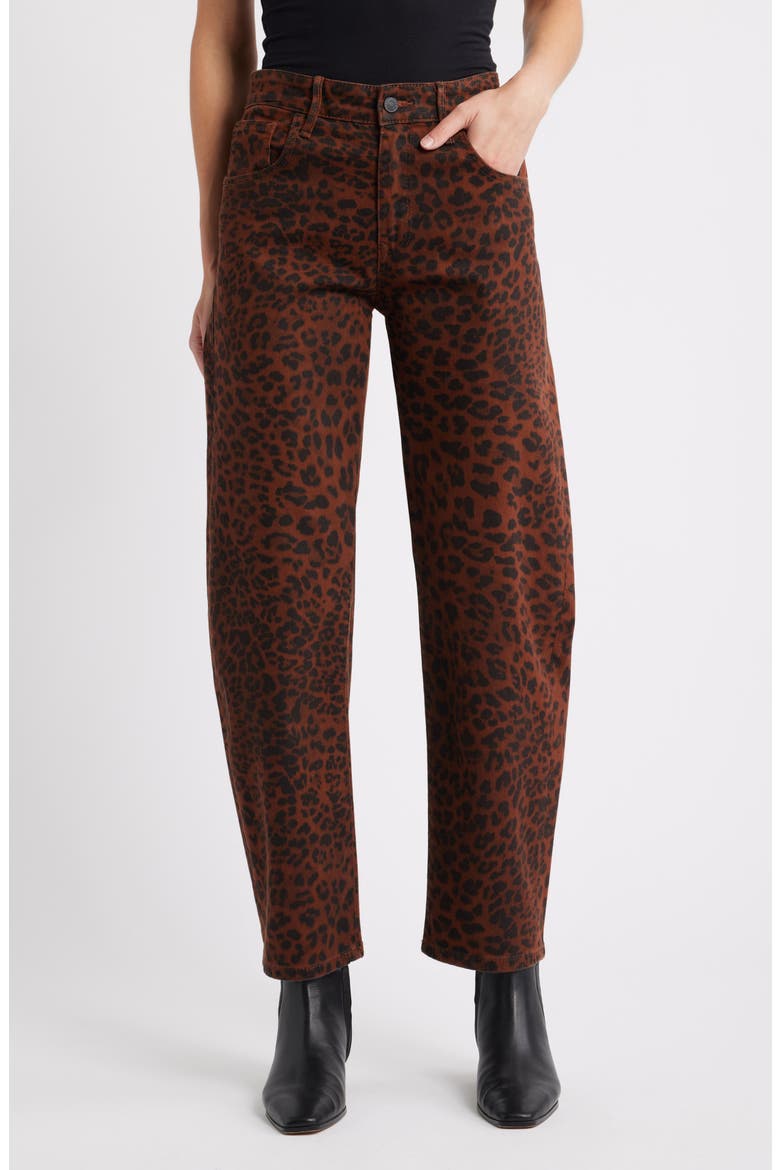 Nica High Waist Barrel Leg Jens, Main, color, BROWN CITA DENIM