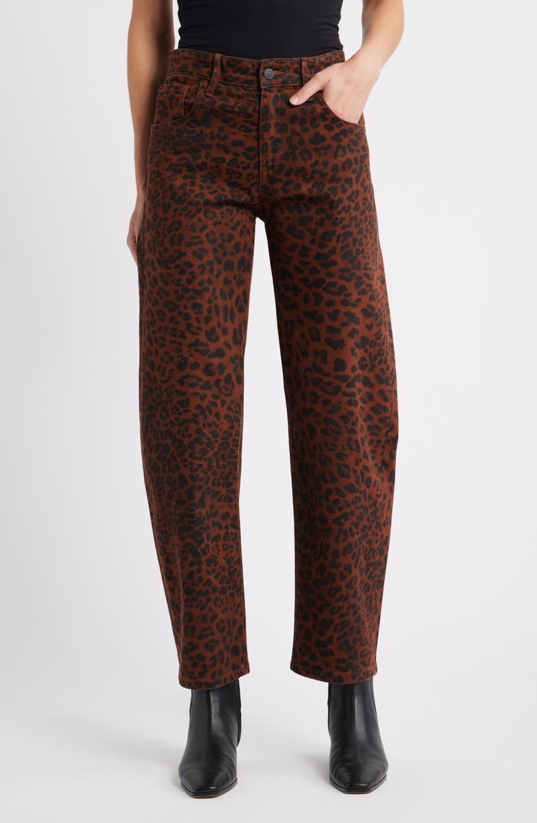 Mavi Jeans Nica High Waist Barrel Leg Jens, Main, color, Brown Cita Denim