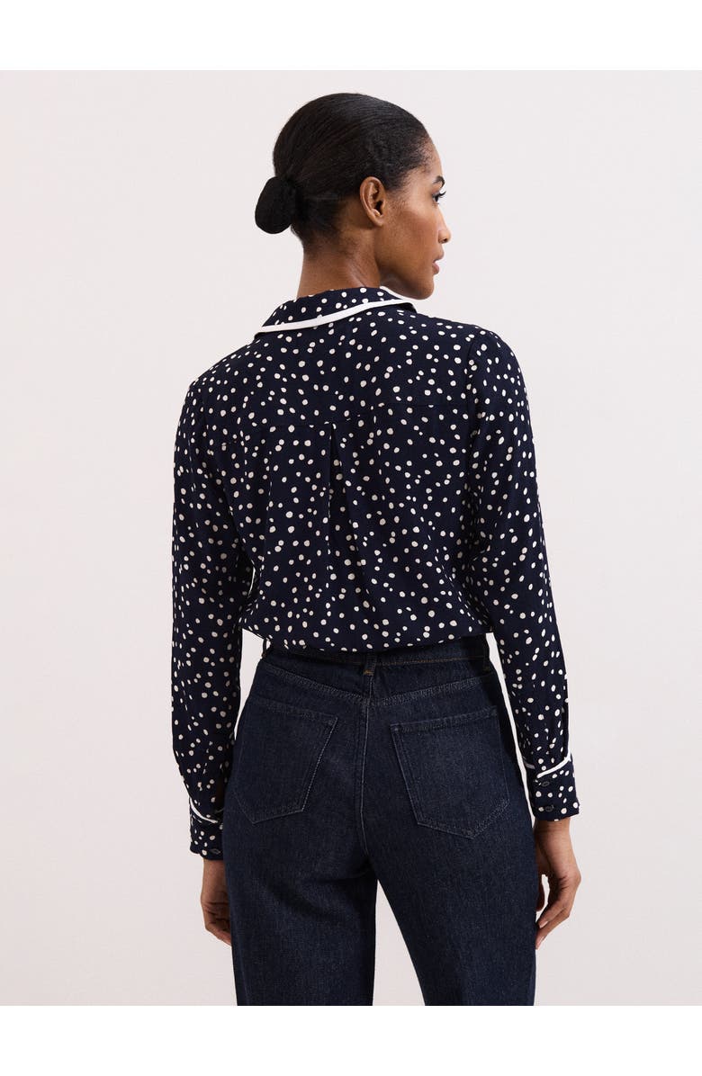 Phase Eight Rita Printed Collared Button-Up Shirt, Alternate, color, Navy/Ivory