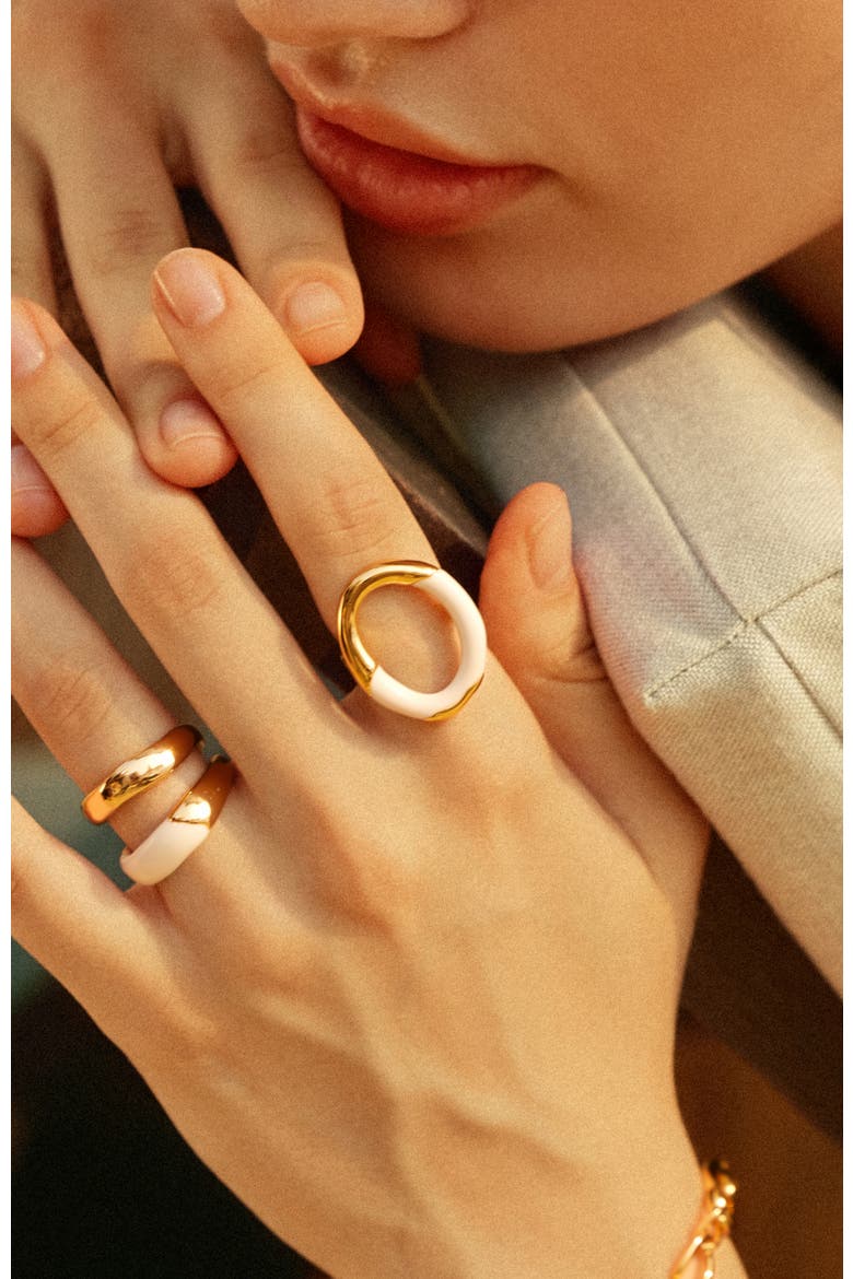 Time Ripples Round Ring, Alternate, color, White & Gold