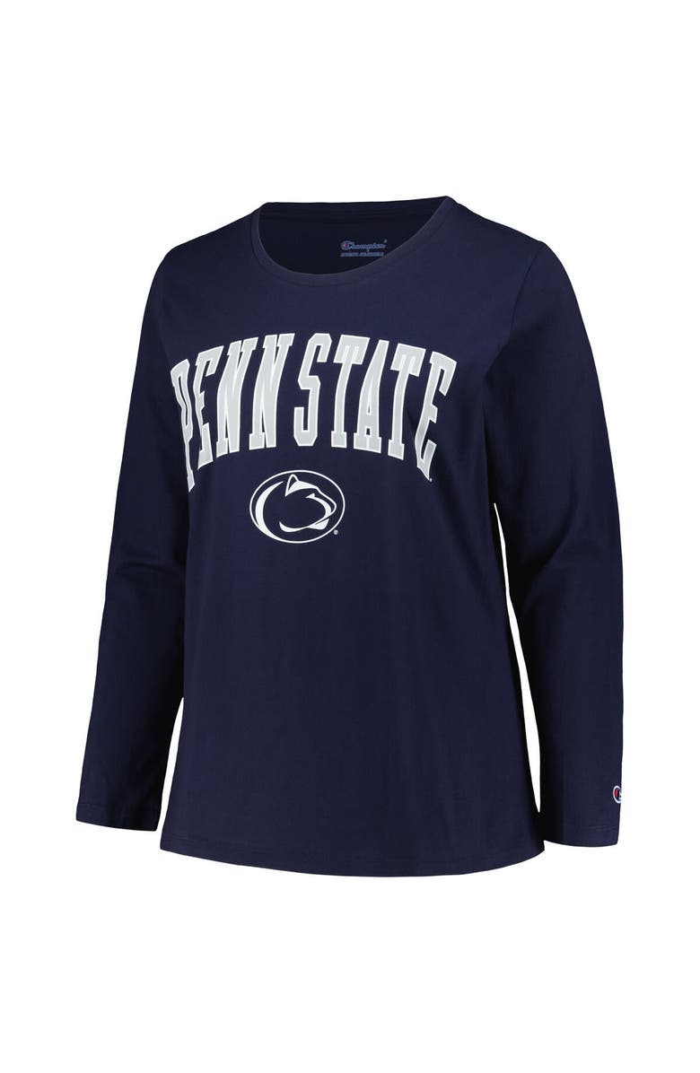 PROFILE Women's Profile Navy Penn State Nittany Lions Plus Size Arch Over Logo Scoop Neck Long Sleeve T-Shirt, Alternate, color, Navy