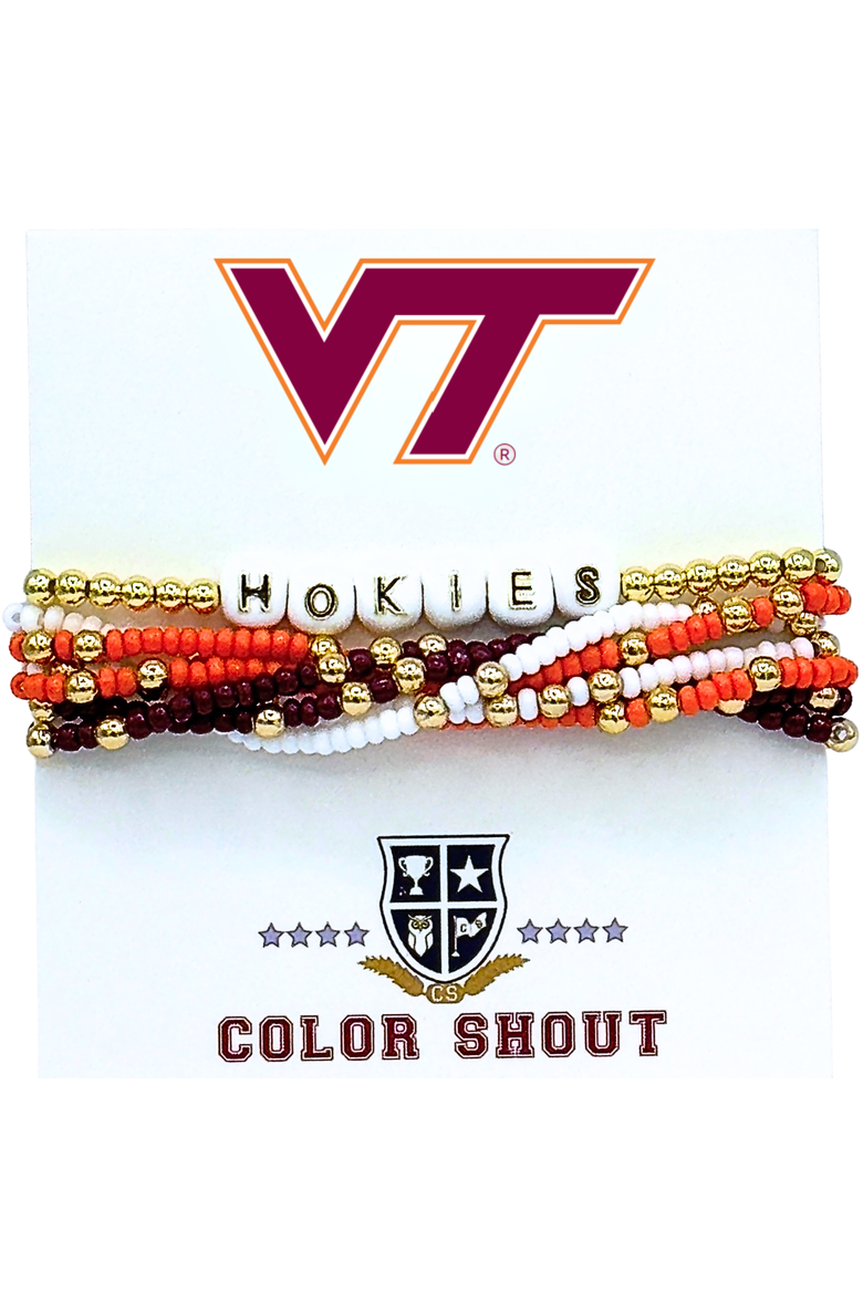 Virginia Tech Lucky 7 Bracelet Set, Main, color, Yellow Gold