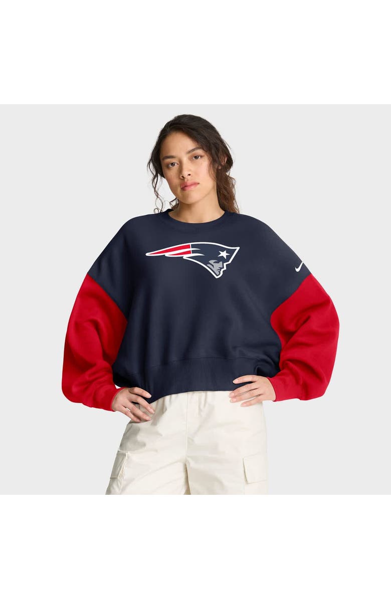 Nike Women's Nike Navy New England Patriots Oversized Color-Block Pullover Sweatshirt, Main, color, Navy