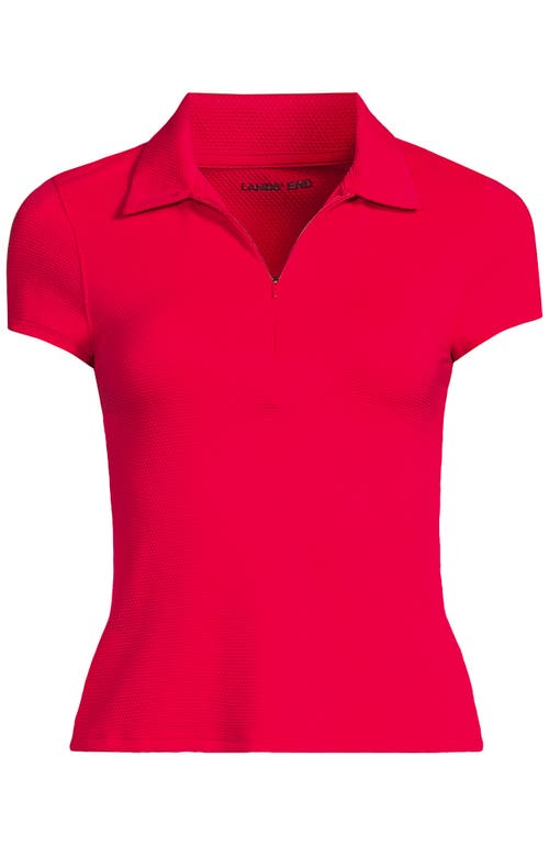 LANDS' END LANDS' END SHORT SLEEVE PIQUE JOHNNY COLLAR UPF 50 RASH GUARD