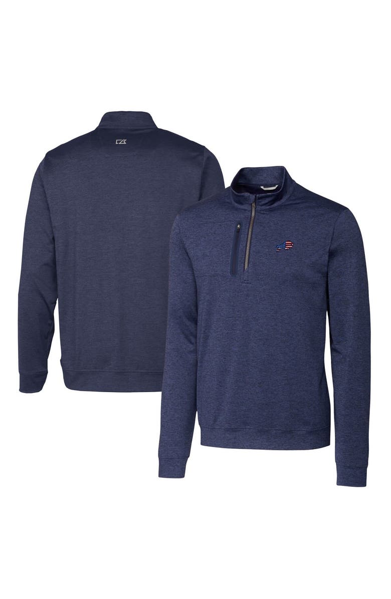 Cutter & Buck Men's Cutter & Buck Heathered Navy Buffalo Bills Big & Tall Stealth Quarter-Zip Jacket, Main, color, Navy
