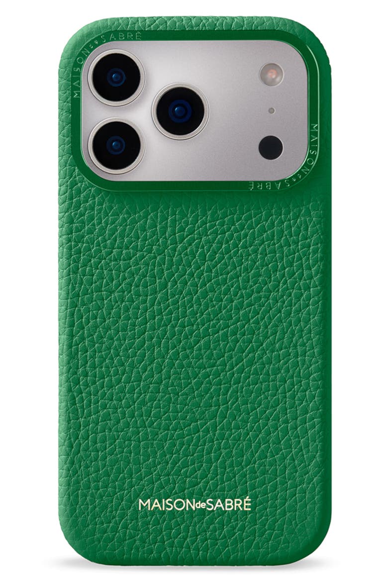 Leather Phone Case iPhone 17 Pro, Main, color, Emerald Green